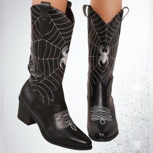 Goth Punk Grunge Spider Cowboy Boots 7🕷️